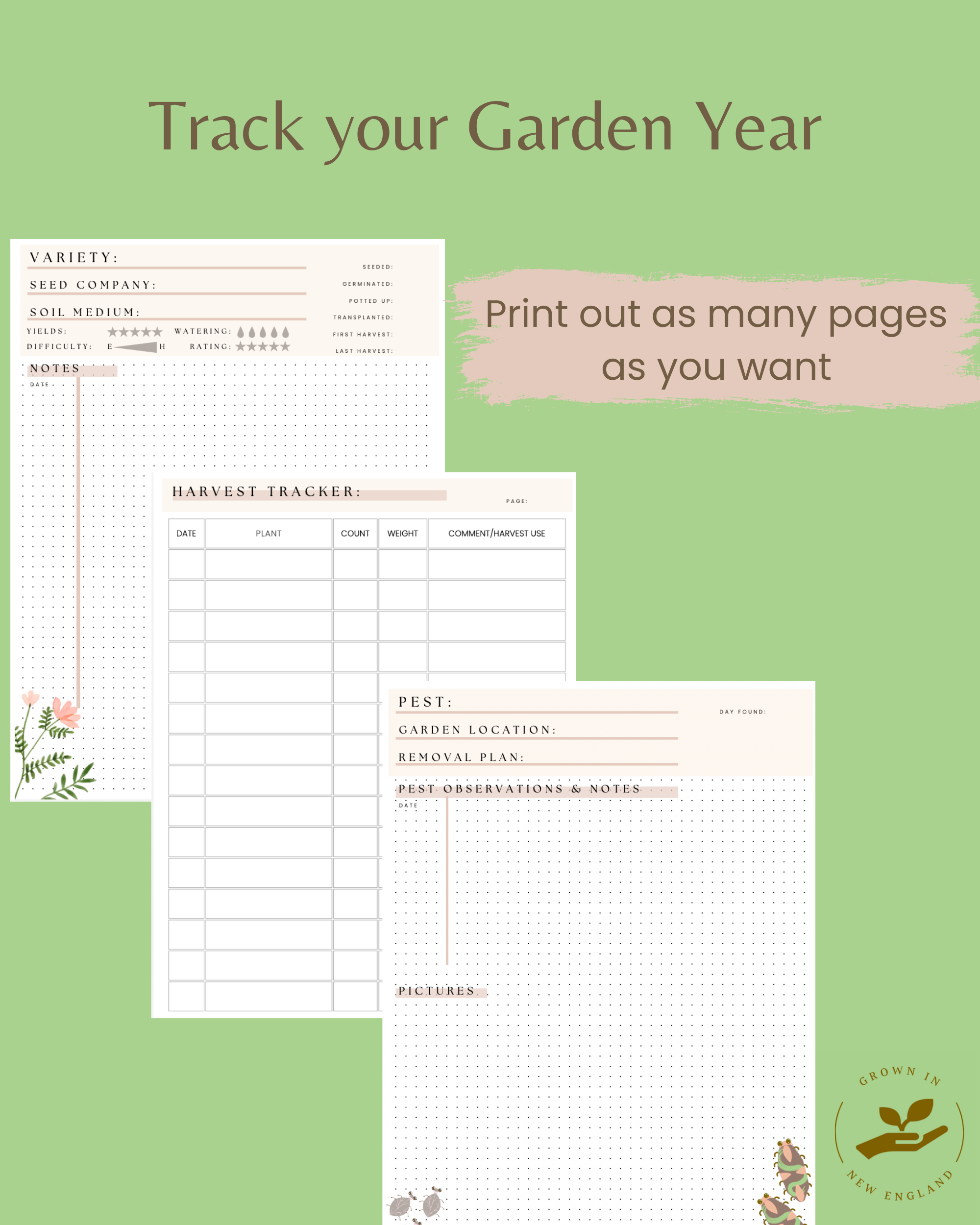 Printable Garden Tracker Pages (Instant Download)